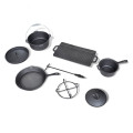 Pré-Temperado 7 Peça Ferro Fundido Holandês Forno Camping Cooking Set